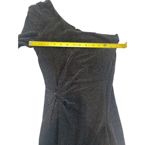 Cocktail Bardot One Sleeve Metallic Midi Dress Size XS/4 - Picture 3 of 10